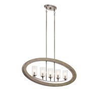 Luce a Sospensione Tavolo da Pranzo Vintage B: 91,4 CM 5x E14 Argento Grigio