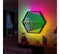 Luce a specchio infinita con telecomando, lampada a tunnel a specchio infinito 3D, lampada da parete a LED multicolore dimmerabile da sogno, per decorazioni feste di Natale, sala per matrimoni 50cm-D