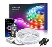 Luce a Strisce a LED da 5 m per Camera da Letto, sincronizzazione del Colore Music Cambiamento RGB LED Strip remoto a 24 Chiavi, luci a LED controllate da App, Microfono Incorporato Sensitve, luci a