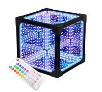 Luce a Tunnel a Specchio Infinito, cubo da Tavolo da 10/20 cm con Telecomando e interfaccia USB, luci notturne a cubo Freddo per Giochi, Feste, Decorazioni Festive 10 * 10 * 10cm