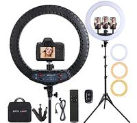 Luce ad anello a LED da 53,3 cm con supporto per treppiede, luce ad anello video per fotografia, registrazione vlog, conferenze, riunioni, ritratti, YouTube, TikTok, trucco, con telecomando, CRI> 97