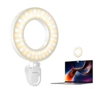 Luce ad anello a LED, lampada a LED per notebook, chiamate web e autoritratti, luminosità variabile, alimentazione USB compatta (bianco)