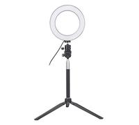 Luce ad anello a LED, luce ad anello per selfie USB Luce di riempimento a LED con treppiede da tavolo + bastone per selfie, kit di luci a LED per anello video per fotografia, riprese