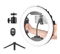 Luce ad anello a LED portatile da 12 pollici 3200K-5500K Batteria integrata dimmerabile Doppia maniglia posteriore Supporti per scarpe fredde con adattatore per treppiede da tavolo Supporto flessibile