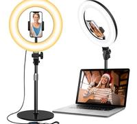 Luce Ad Anello Con Treppiede, 6.3" Ring Light, Luce per Selfie, 24" Staffa Triangolare, Luce ad Anello LED da 3 modalità di Illuminazione con 10 luminosità, Youtube e Video Selfie