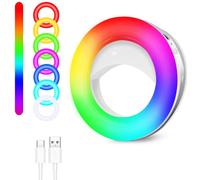 Luce ad anello per selfie, ideale per i momenti in movimento, alimentata da una batteria ricaricabile con due livelli di luce bianca, per smartphone,