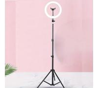 Luce ad anello regolabile in altezza da 8 pollici, supporto da 63 pollici - Luce ad anello LED nera alimentata tramite USB per registrazione video, fotografia, live streaming, vlogging e trucco - Uso 