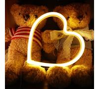 Luce al neon a forma di cuore, lampada al neon a LED con luce gialla calda, alimentata da cavo USB, luce notturna al neon per camera da appendere alla parete, compleanno, regalo per ragazzi e ragazze