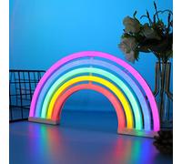 Luce al Neon Arcobaleno, Insegne al Neon a LED Luce al Neon Arcobaleno per Decorazione da Parete, USB o Alimentazione a Batteria, Insegna al Neon Colorata Carina per Camera delle Ragazze,Compleanno…