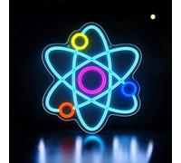 Luce Al Neon Atomica LED Scienza,Luce Al Neon Atomica Dimmerabile Molecola | Targa da parete al neon ispiratrice per laboratorio di chimica, decorazione da parete per camera da letto