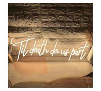 luce al neon Insegne al neon artistiche sospese, insegne "Finché morte non ci separi", luci per matrimoni, decorazioni per(Giallo)