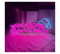 luce al neon Lampada al neon rilassante con scritta "Salva un cavallo, cavalca cowboy" e luce per cappello, per camera da letto bar