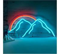 luce al neon Lampada da parete con scritta "Alba, Tramonto, Montagna al neon" per decorazioni murali, per la casa, dimmerabili(42X20cm)