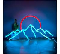 luce al neon Lampada da parete con scritta "Alba, Tramonto, Montagna al neon" per decorazioni murali, per la casa, dimmerabili(42X22cmB)