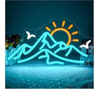 luce al neon Lampada da parete con scritta "Alba, Tramonto, Montagna al neon" per decorazioni murali, per la casa, dimmerabili(42X22cm)
