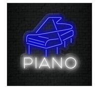 Luce al neon Lampada da tavolo al neon con motivo a pianoforte, atmosfera rilassante, sala giochi