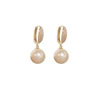 Luce alla moda di lusso micro intarsiato zircone pendente fibbia per le orecchie, Europa e America, orecchini geometrici minimalisti personalizzati di perle