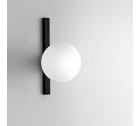 APPLIQUE A PARETE ENOIRE NERA E OPALE 1 LUCE ATTACCO E14 14X1428CM DIFFUSORI IN VETRO OPALE