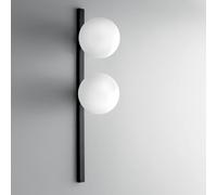 APPLIQUE A PARETE ENOIRE NERA E OPALE 2 LUCI ATTACCO E14 14X14X60CM DIFFUSORI IN VETRO OPALE