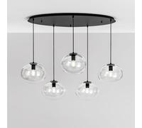 LAMPADARIO A SOSPENSIONE GALAXY NERA 5 LUCI ATTACCO E27 119,5X78,5X150CM IN METALLO E VETRO SOFFIATO