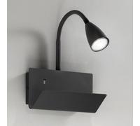 APPLIQUE A PARETE GULP FLESSIBILE NERA CON USB 2A 1 LUCE ATTACCO GU10 23X27X49CM CON POGGIA LIBRO