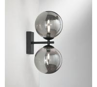 APPLIQUE A PARETE HONEY NERA 2 LUCI ATTACCO G9 15X16,5X34CM IN METALLO E VETRO SOFFIATO