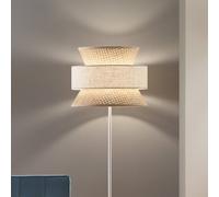 PIANTANA GAZEBO IN RATTAN NATURALE E TESSUTO BEIGE 1 LUCE ATTACCO E27 D40X145CM