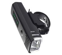 Luce Anteriore Bici a Sensore LED 250 Lumen, 1500 Mah, Nero | Lega di Alluminio, Indicatore Batteria, per Manubri e Percorsi Urbani