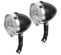 Luce Anteriore Bici Retrò Rotonda 3 LED con Supporto Forca