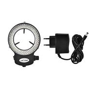Luce anulare regolabile a 144 LED per microscopio stereo, lampada ad anello di luminosità con sorgente luminosa di perline per fotocamera del microscopio(European220v-black)