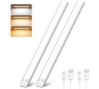 Luce Armadio LED con Sensore, 3 Temperature di Colore Dimmerabile Led con Sensore di Movimento, USB Ricaricabile Magnetica Lampada, Luce Led Sottopensile per Cucina Garage Scale Bagno Corridoio