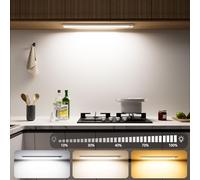 OUILA Luce Led Sottopensile Cucina, 43CM Luce Armadio Led con Sensore, 3000K-6500K Dimmerabile, 2500mAh,108LED Luci Armadio Led con Sensore per Cucina Armadio Scale Corridoio Garage Letto