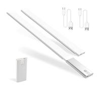 Luce Armadio LED Con Sensore, 50 cm 4000k Luce Bianca Sensore Movimento, 1500 mAh Luce Armadio con Striscia Magnetica Adesiva Per Cucina, Scale, Corridoio(2 pezzi)