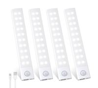 Luce Armadio LED con Sensore Movimento 20CM, 2000mAh Luce LED Sottopensile 40 Leds USB-C Ricaricabile Magnetica 3 Colore Dimmerabile Lampada Guardaroba Luci per Cucina Corridoio Bagno, 1 Pezzi