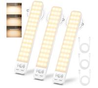 Luce Armadio LED con Sensore Movimento, 3 Modalità Dimmerabile Luci Armadio, 2000 mAh Luce LED Ricaricabile Senza Fili, Magnetica Sottopensile Cucina Led Lampada per Armadio Scale Camera Corridoio