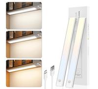 Luce Armadio LED con Sensore Movimento, Barra LED Sottopensile Dimmerabile Ricaricabile USB-C, Batteria 2200mAh, 3 Colori (3000K/4000K/6500K), Magnetica, per Cucina, Scale, Camere, 2 Pezzi 41cm