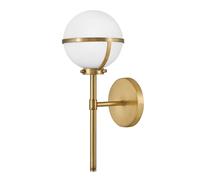 Luce Bagno Parete IP44 E14 H:40,3 CM Sfera Schermo A Ottone Antico Bianco Lampe