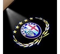 Luce Benvenuto dell Auto per Alfa Romeo Giulia Romeo Mito Stelvio Brera 147 156 159 GT,Luci LED Logo Proiettori Sottoporta Auto Kit Luce di Benvenuto Ricambi Auto