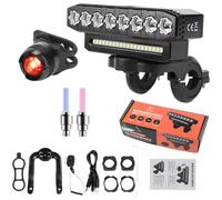 Luce Bicicletta 8LED 600 Lumen 2000mAh USB Ricaricabile per Sentieri