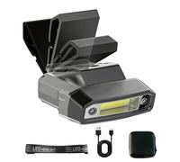 Luce con clip per cappello - Torcia frontale a LED ricaricabile tramite USB con sensore di movimento, luce del coperchio regolabile a 180° e stroboscopica a 5 modalità | torcia a mani libere da 6 cm