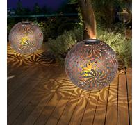 Luce con Picchetto Esterni Lampada Solare Effetto di Chiodi Oro LED a Sfera 2x