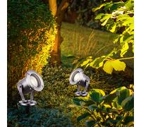 Luce con Picchetto Faretti da Giardino Esterni GU10 Regolabile Acciaio Vetro 2x
