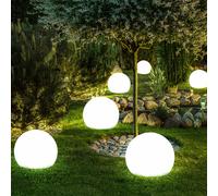 Luce con Picchetto Giardino Lampada Sfera Solare LED Esterno Bianco Argento 6er