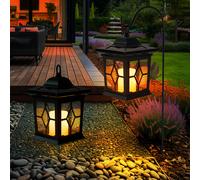 Luce con Picchetto Lampada Solare Esterni LED Candela Lanterna Acciaio Nero 2er