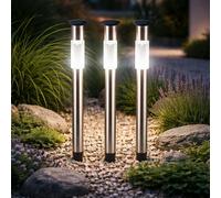 Luce con Picchetto Lampada Solare Esterni LED Chiodi da Percorso Acciaio 3er Set