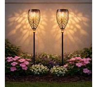 Luce con Picchetto Lampada Solare Esterno Patio Chiodi Oro Nero LED 2er Set