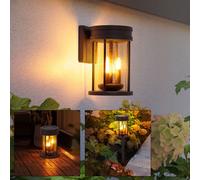 Luce con Picchetto Lampada Solare Parete Effetto Fuoco Ruggine LED da Tavolo
