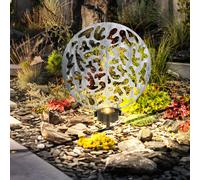 Lampada ad energia solare lampada solare rotonda lampada da esterno decorazione da giardino picchetto, effetto luce, metallo argento antico, 2x LED bianco caldo, LxLxA 30x10x41 cm