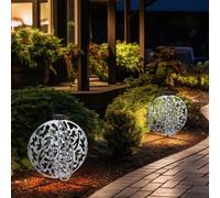 Luce con Picchetto Solare per Esterni Chiodi Cortile Argento Intemperie LED 2er