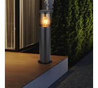 Luce con Piedistallo da Terra Lampione IP44 Acciaio Inox Nero Color Fumo H 50 CM [EEK: Non valutato]
